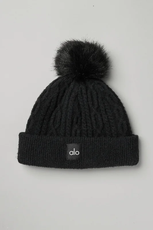 Beanies & Headbands for Polar Nights-Cable Knit Beanie - Black