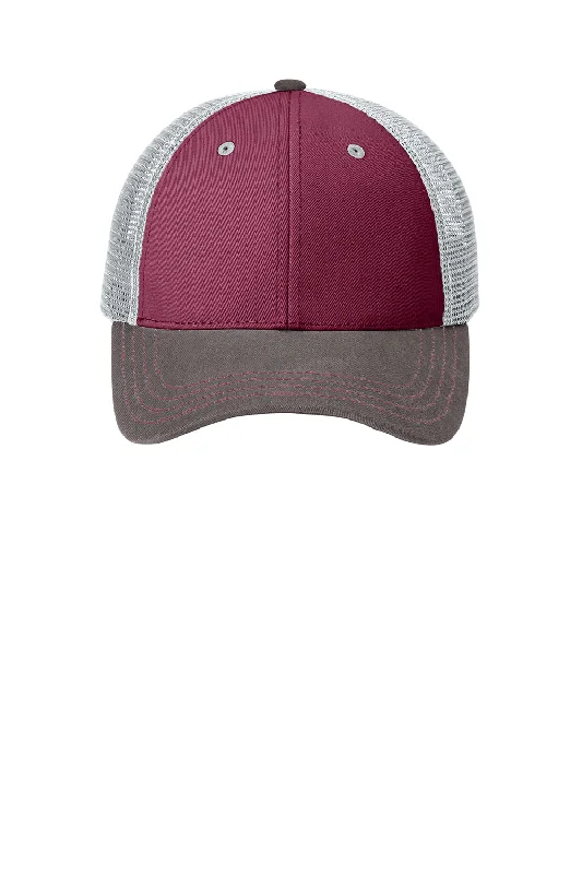 Mens hats with fuzzy softness-District Mens Adjustable Hat - Maroon/Charcoal Grey