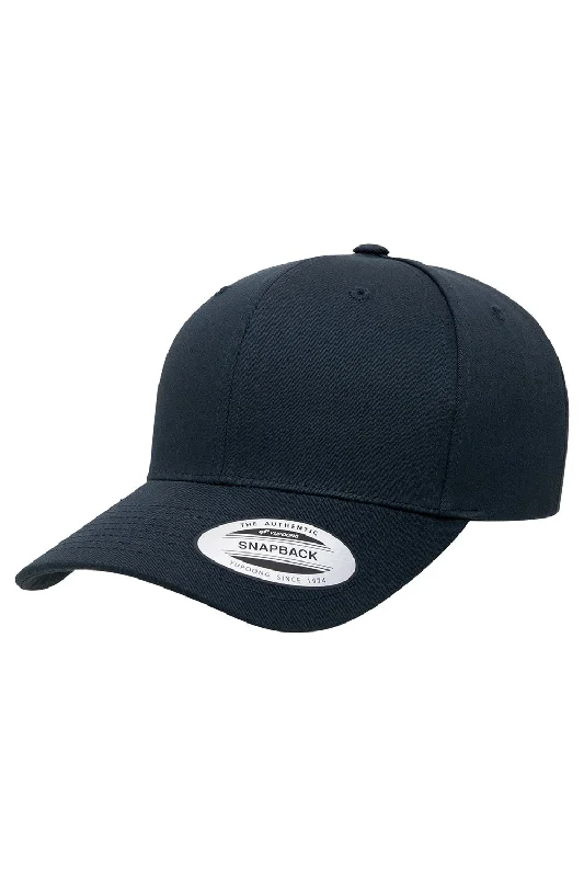 Mens hats with quirky stripes-Yupoong Mens CVC Twill Snapback Hat - Navy Blue