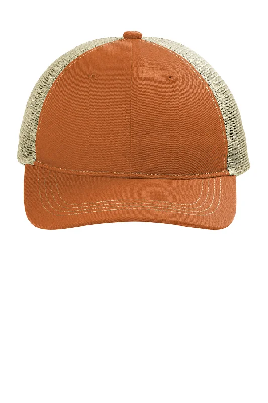 Mens hats for outdoor sports-Port Authority Mens Snapback Trucker Hat - Texas Orange/Tan