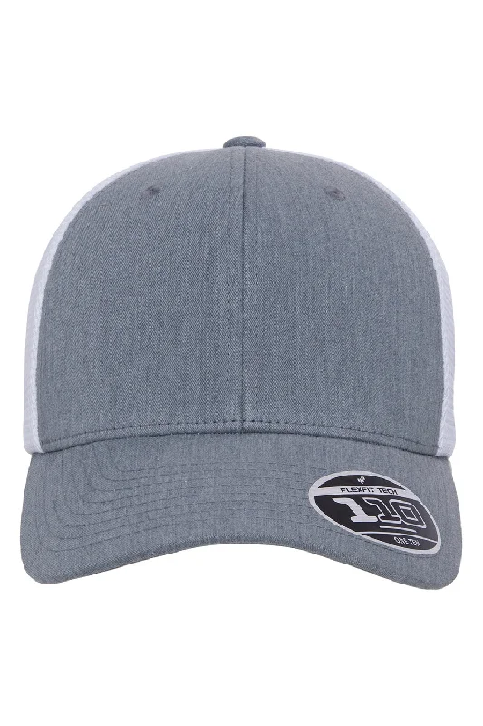 Mens hats with nature stripes-Flexfit Mens Mesh Adjustable Hat - Heather Grey/White