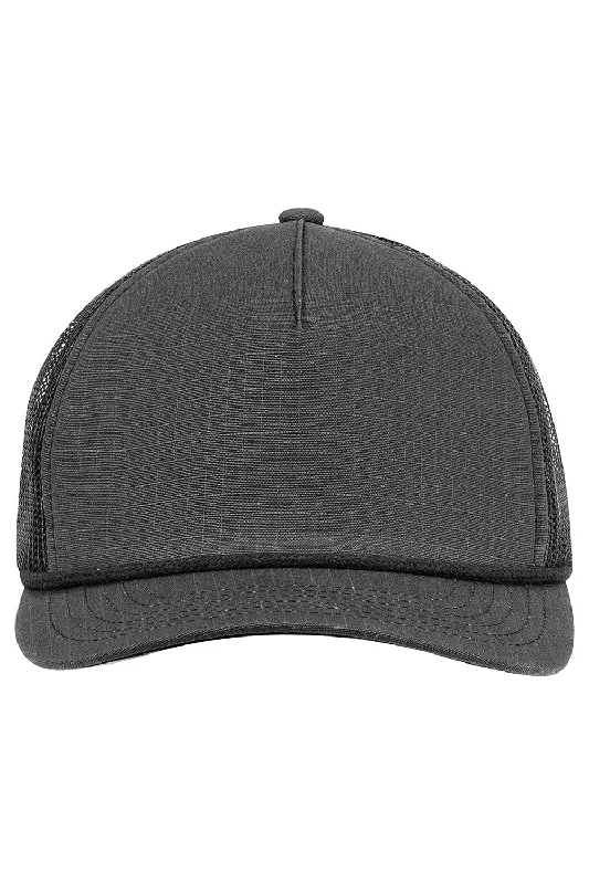 Mens hats for outdoor adventures-Big Accessories Mens Lariat Ripstop Snapback Trucker Hat - Charcoal Grey/Black