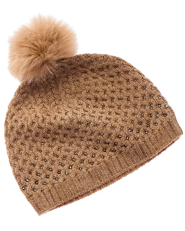 Wool hats for all-season wear-Forte Cashmere Textured Crystal Wool & Cashmere-Blend Hat