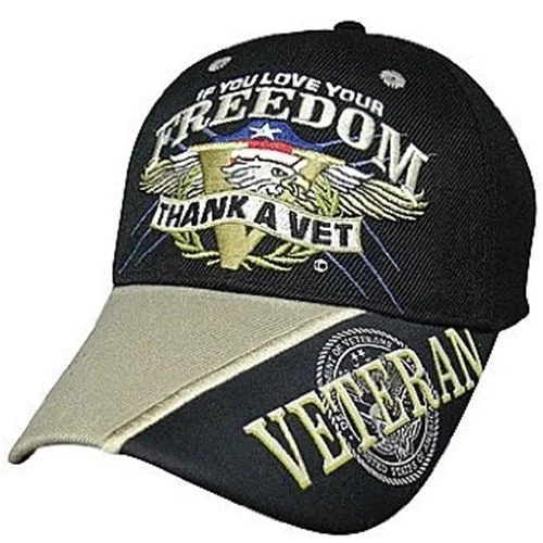 Beanies & Headbands with Fine Texture-Thank a Vet Black Hat