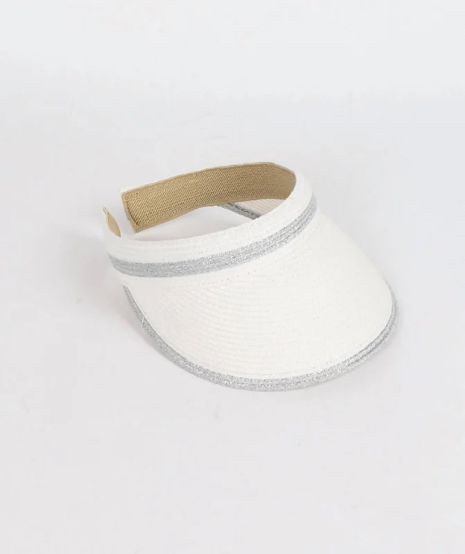 Womens Hats in silky hemp-Cohen Visor In White And Silver