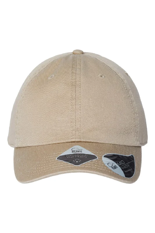 Mens hats for downtime indoors-Atlantis Headwear Mens Sustainable Adjustable Dad Hat - Khaki