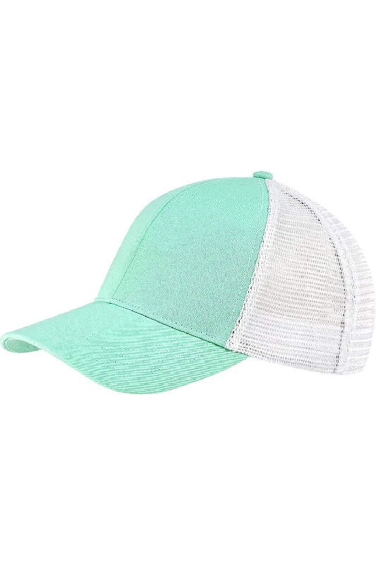 Mens hats for bedtime comfort-Econscious Mens Adjustable Trucker Hat - Mint Green/White