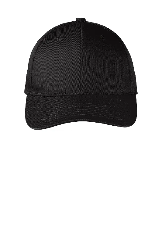 Mens hats with soft cotton-Port Authority Mens Fine Twill Snapback Hat - Black