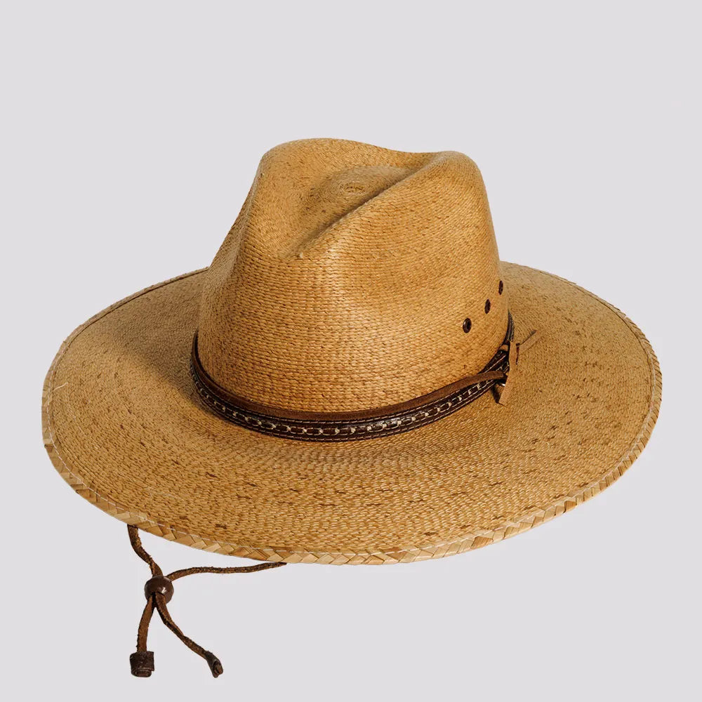 Sun hat for hair protection-Falcon | Mens Fine Mexican Palm Wide Brim Straw Sun Hat