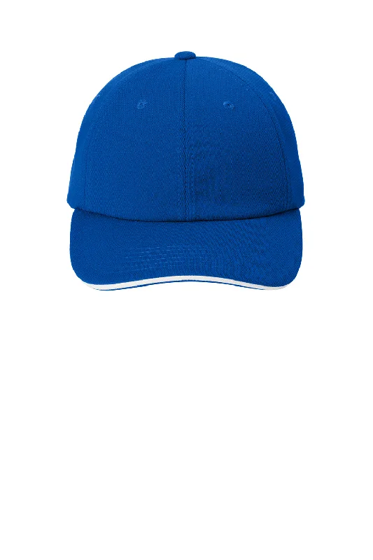 Mens hats with stretch support-Port Authority Mens Dry Zone Moisture Wicking Adjustable Hat - Royal Blue/White