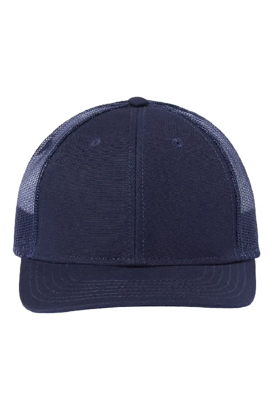 Mens hats for rest days-Atlantis Headwear Mens Sustainable Recycled Three Snapback Trucker Hat - Navy Blue/Navy