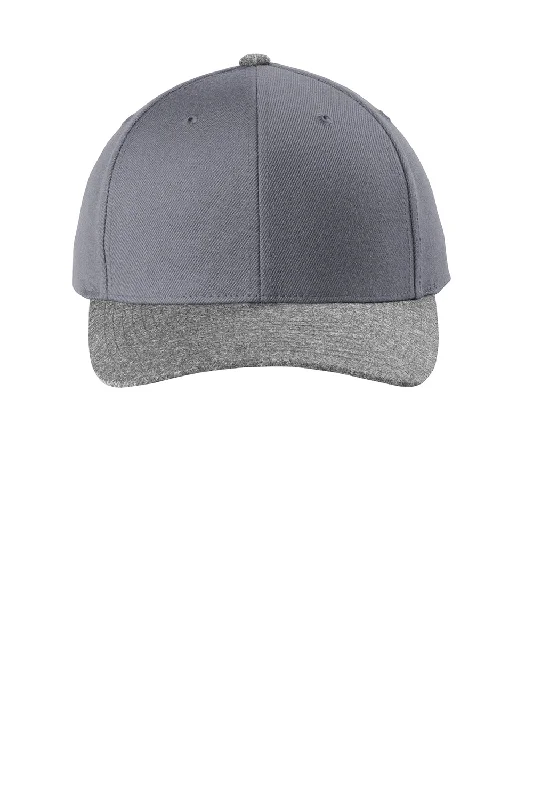 Mens hats with vintage style-Sport-Tek Mens Curve Bill Snapback Hat - Graphite Grey/Heather Graphite Grey