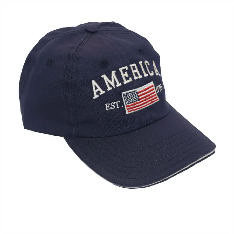 Beanies & Headbands with Sure Fit-Made in the USA Unstructured Washed Cotton America 1776 Cap