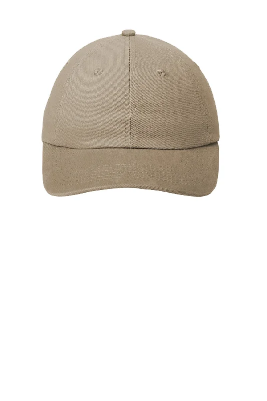 Mens hats with subtle prints-Port Authority Mens Brushed Twill Adjustable Hat - Khaki