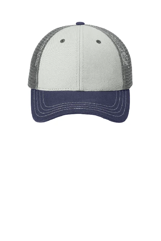 Mens hats for regular fit-District Mens Adjustable Hat - Chrome Grey/New Navy Blue