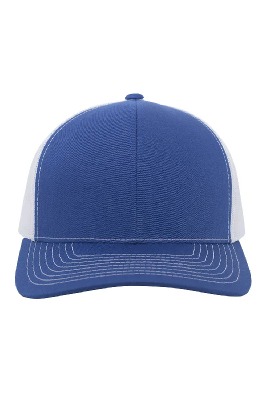 Mens hats with pastel tones-Pacific Headwear Mens Contrast Stitch Snapback Mesh Trucker Hat - Royal Blue/White