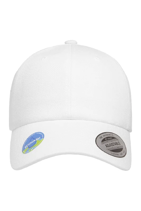 Mens hats with cool patterns-Yupoong Mens Ecowash Adjustable Dad Hat - White