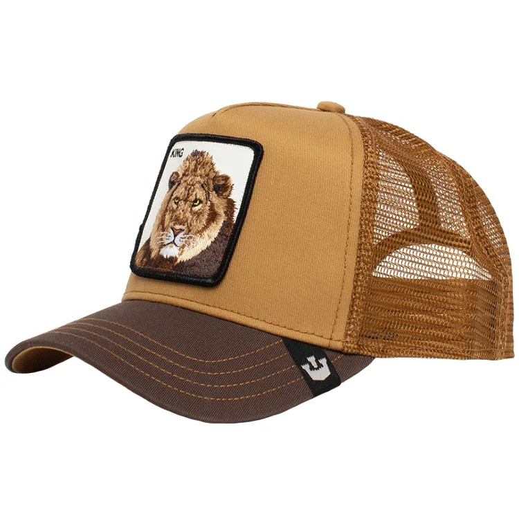 Beanies & Headbands with Loud Prints-Goorin Bros The King Lion Trucker - Whiskey