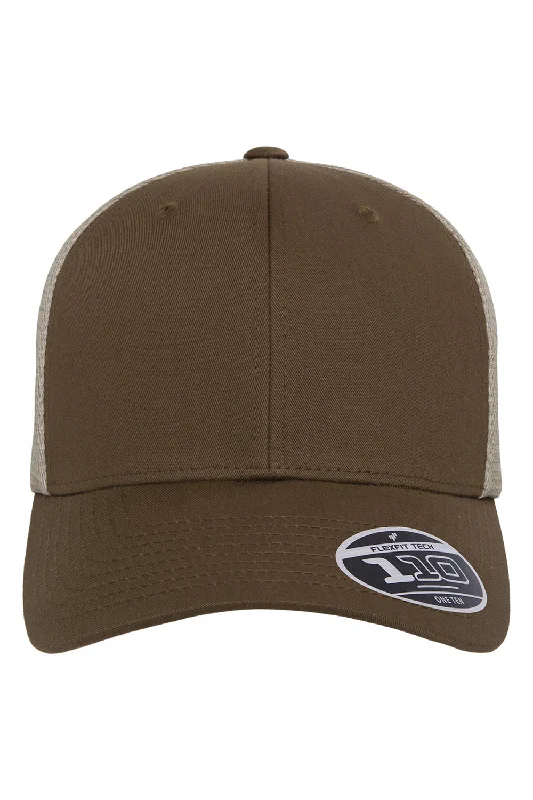 Mens hats with sweat-proof fabric-Flexfit Mens Mesh Adjustable Hat - Coyote Brown/Khaki