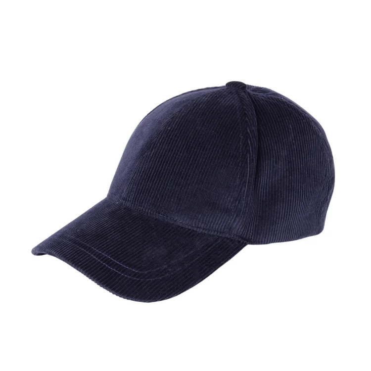 Beanies & Headbands with Light Colors-Mossant Paris Remi Corduroy Cap - Midnight Navy