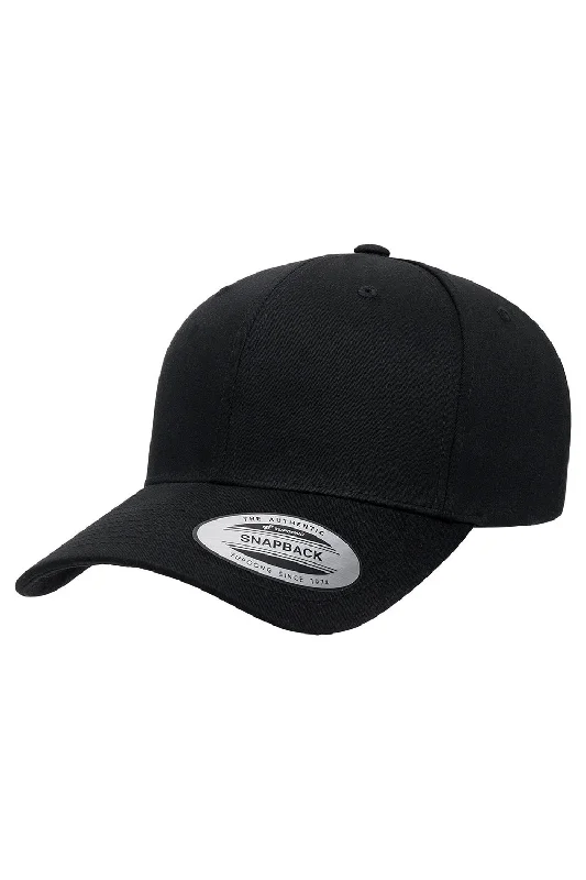 Mens hats with vivid hues-Yupoong Mens CVC Twill Snapback Hat - Black