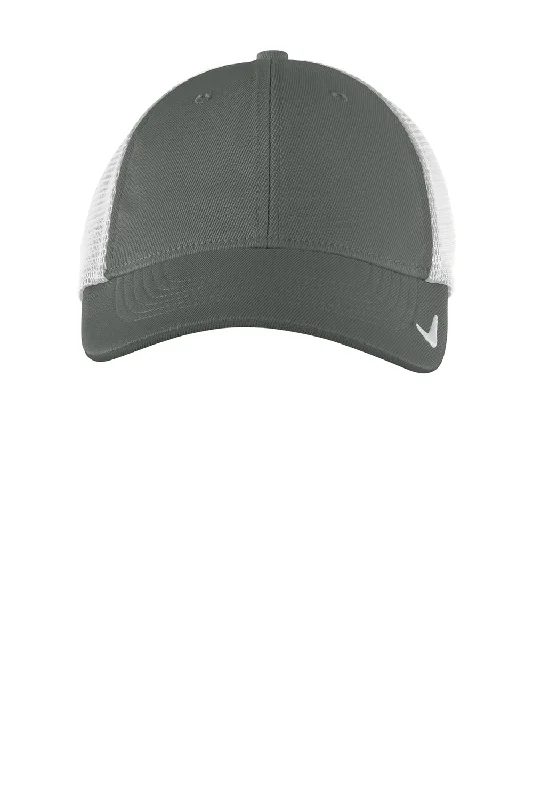 Mens hats for winter evenings-Nike Mens Dri-Fit Moisture Wicking Stretch Fit Hat - Anthracite Grey/White