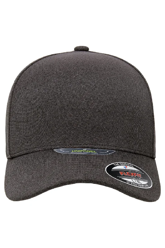 Mens hats with sturdy fabric-Flexfit Mens UniPanel Melange Stretch Fit Hat - Dark Grey Melange