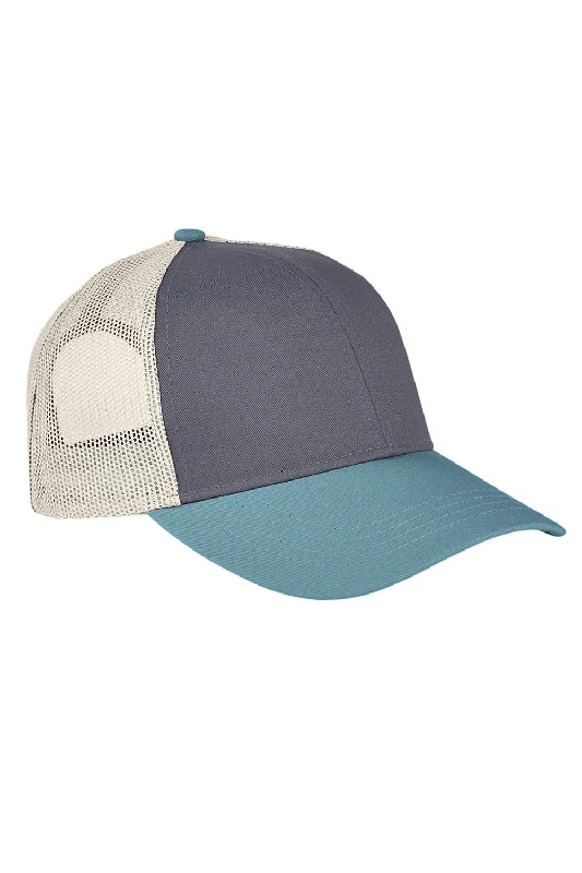 Mens hats for sunny days-Authentic Pigment Mens Tri Color Adjustable Trucker Hat - Smoke Grey/Bluegrass/Khaki