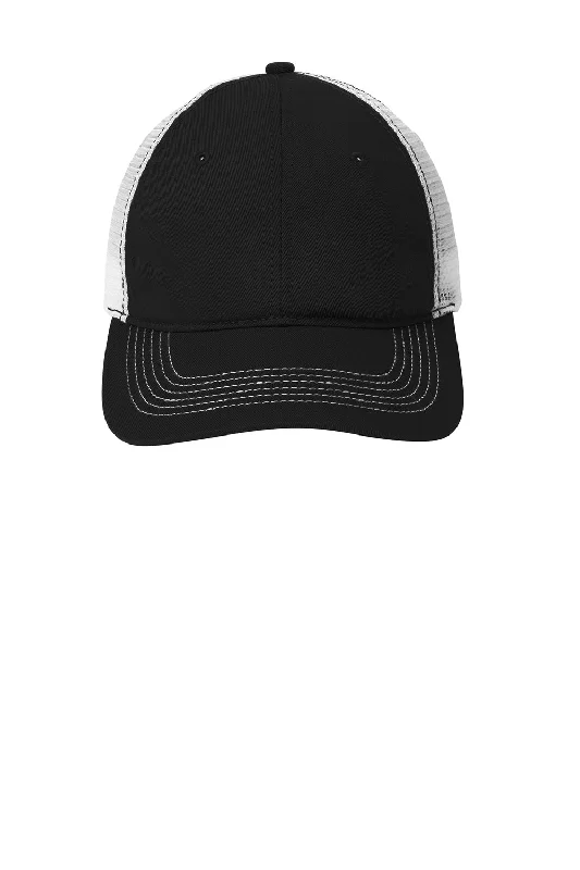 Mens hats for trail hiking-District Mens Adjustable Hat - Black/White