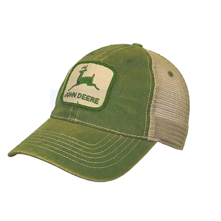 Beanies & Headbands for Snowboarding-John Deere Stoned Washed Cap - Green/Ivory