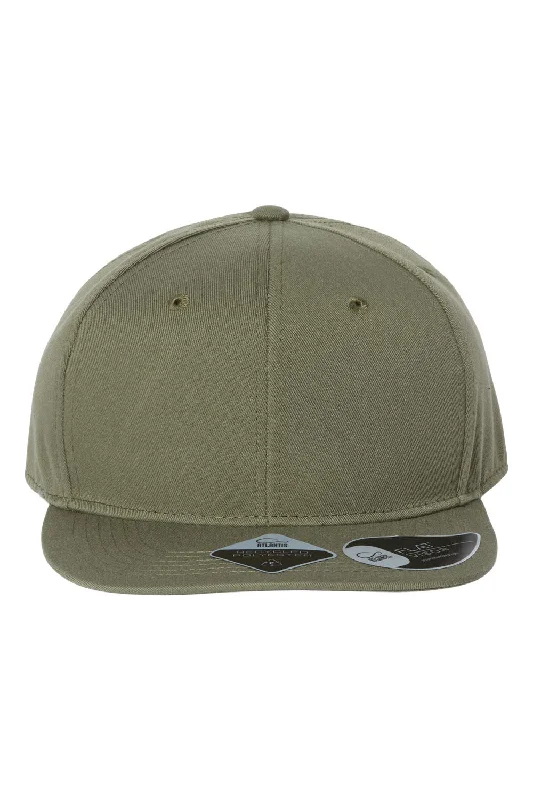 Mens hats for weekend trips-Atlantis Headwear Mens Sustainable Flat Bill Snapback Hat - Olive Green