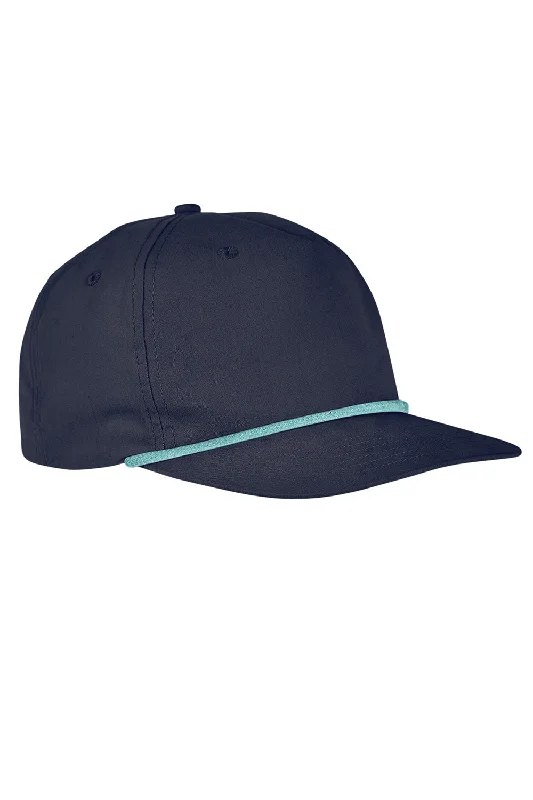 Mens hats for freezing weather-Big Accessories Mens Adjustable Rope Hat - Navy Blue/Mint Green