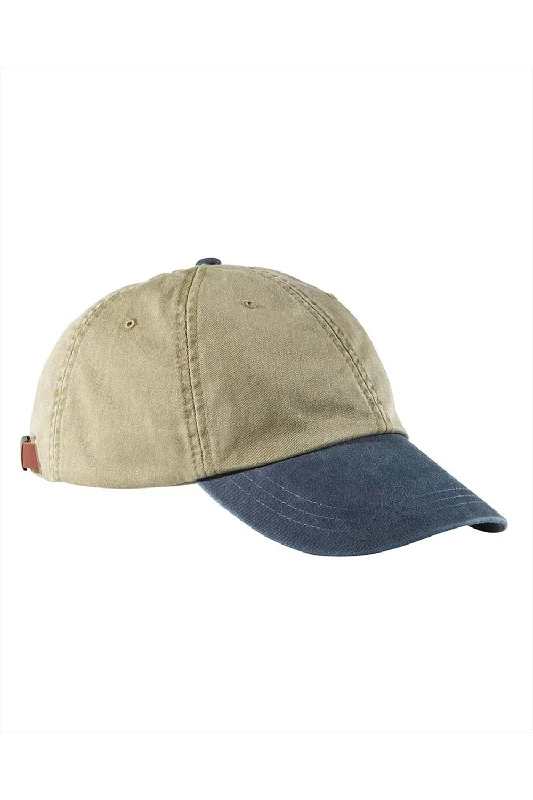 Mens hats for relaxing-Adams Mens Adjustable Hat - Khaki Brown/Navy Blue