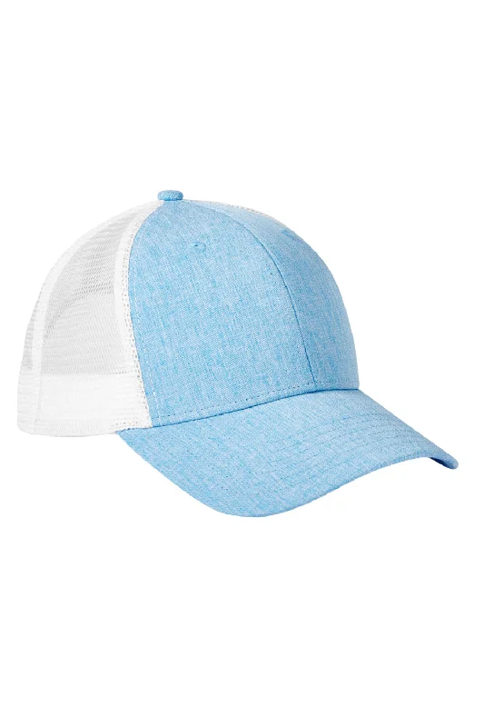 Mens hats for active fitness-Big Accessories Mens Adjustable Trucker Hat - Heather Light Blue/White