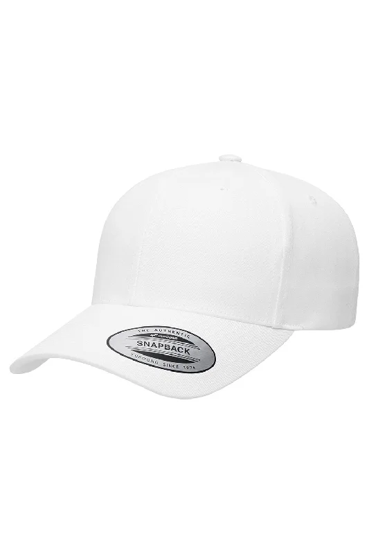 Mens hats for custom fit-Yupoong Mens CVC Twill Snapback Hat - White