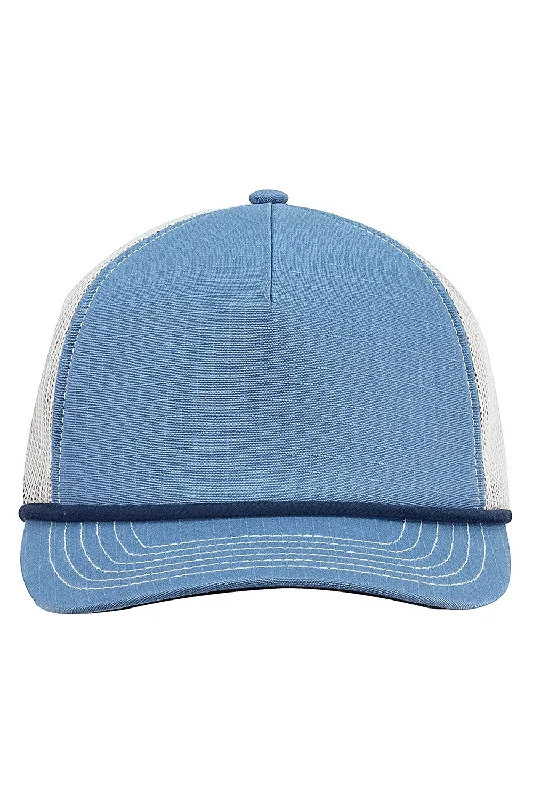 Mens hats for sun protection-Big Accessories Mens Lariat Ripstop Snapback Trucker Hat - Slate Blue/Navy Blue