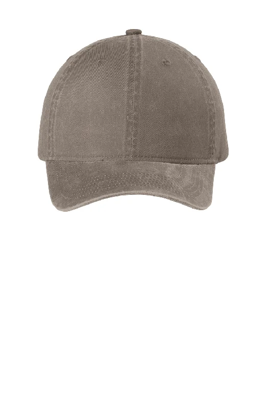 Mens hats for evening wear-Port Authority Mens Beach Wash Adjustable Hat - Taupe