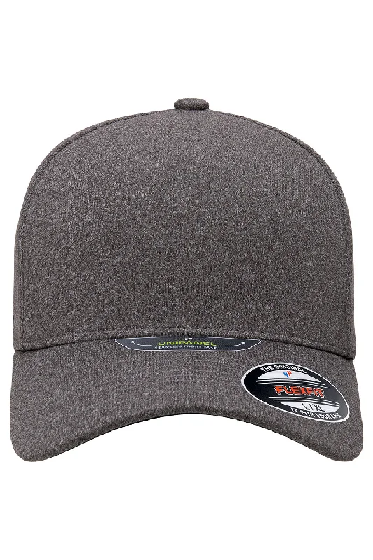 Mens hats with colorful patterns-Flexfit Mens UniPanel Melange Stretch Fit Hat - Heather Grey Melange