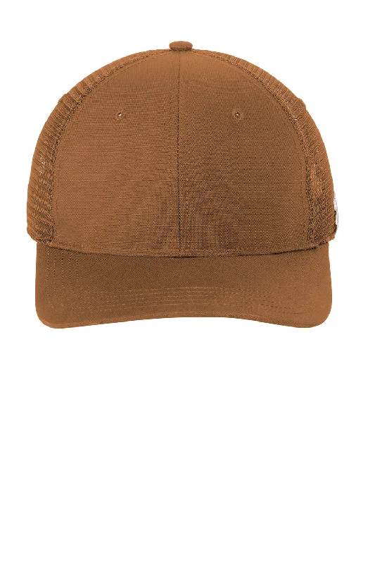 Mens hats with playful stripes-Carhartt Mens Moisture Wicking Canvas Mesh Back Hat - Carhartt Brown