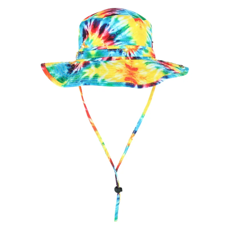 Womens Hats with bold charm-Adult Tie Dye Boonie Hat with Chin Cord