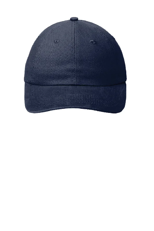 Mens hats with breathable cotton-Port Authority Mens Brushed Twill Adjustable Hat - Navy Blue