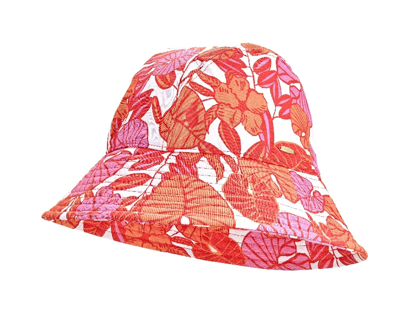 bucket hats for making a statement in the sun-Katia Cotton Bucket Hat | Radiant Coral Casia Palm