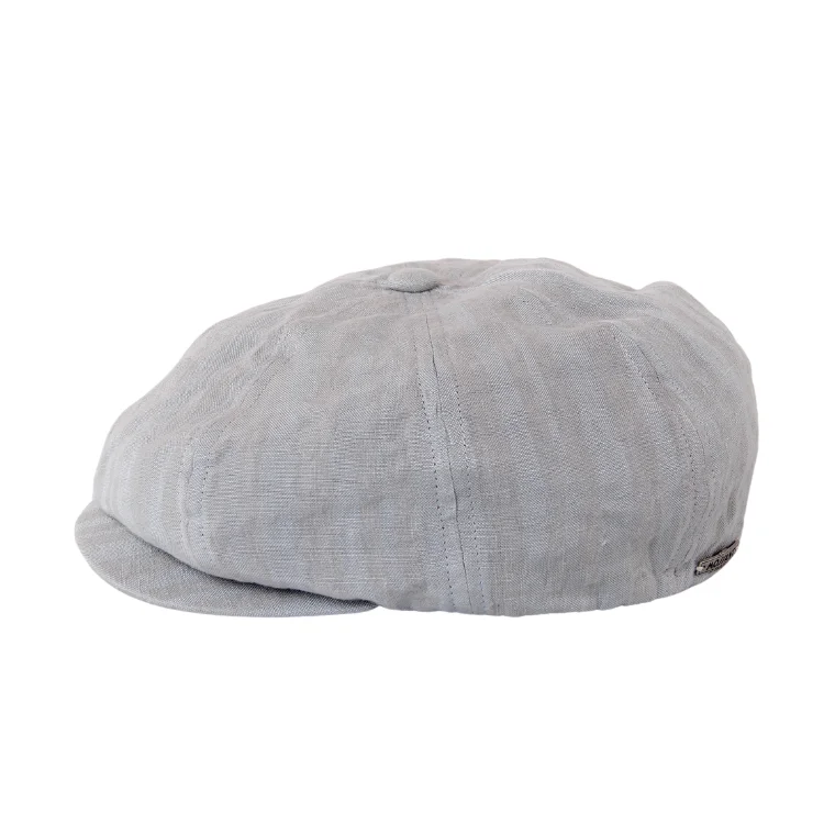 Beanies & Headbands for Rough Duty-Mossant Paris Louis Linen Newsboy Cap - Misty Blue