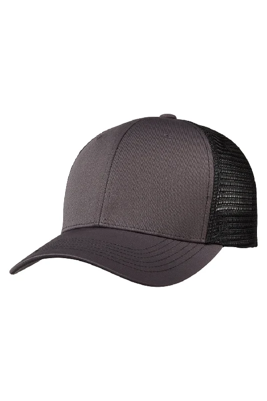 Mens hats with sweat-resistant fabric-J America Mens Ranger Snapback Hat - Charcoal Grey/Black