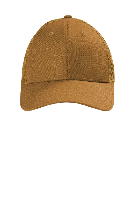 Mens hats with thick fabric-CornerStone Mens Moisture Wicking Canvas Mesh Back Adjustable Hat - Duck Brown