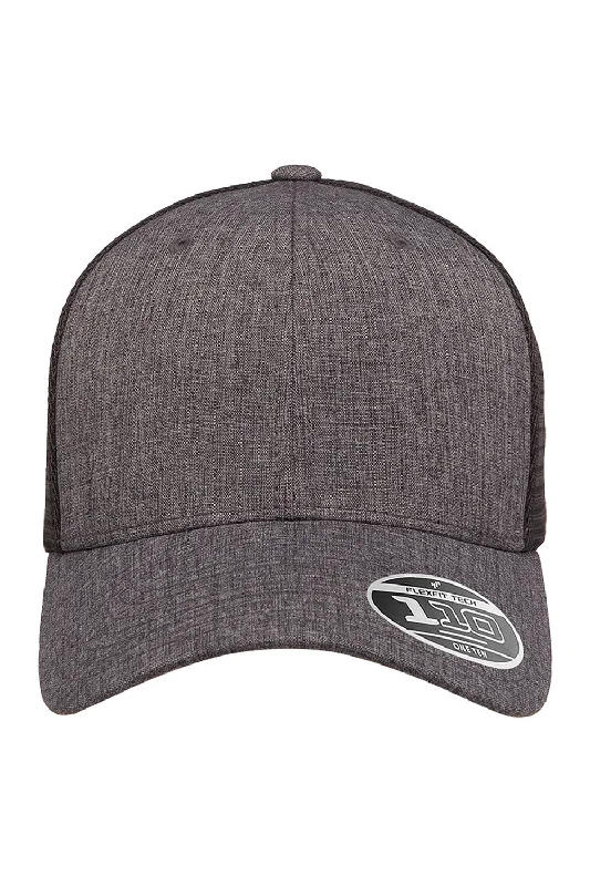 Mens hats with sporty design-Flexfit Mens Mesh Adjustable Hat - Charcoal Grey Melange/Black