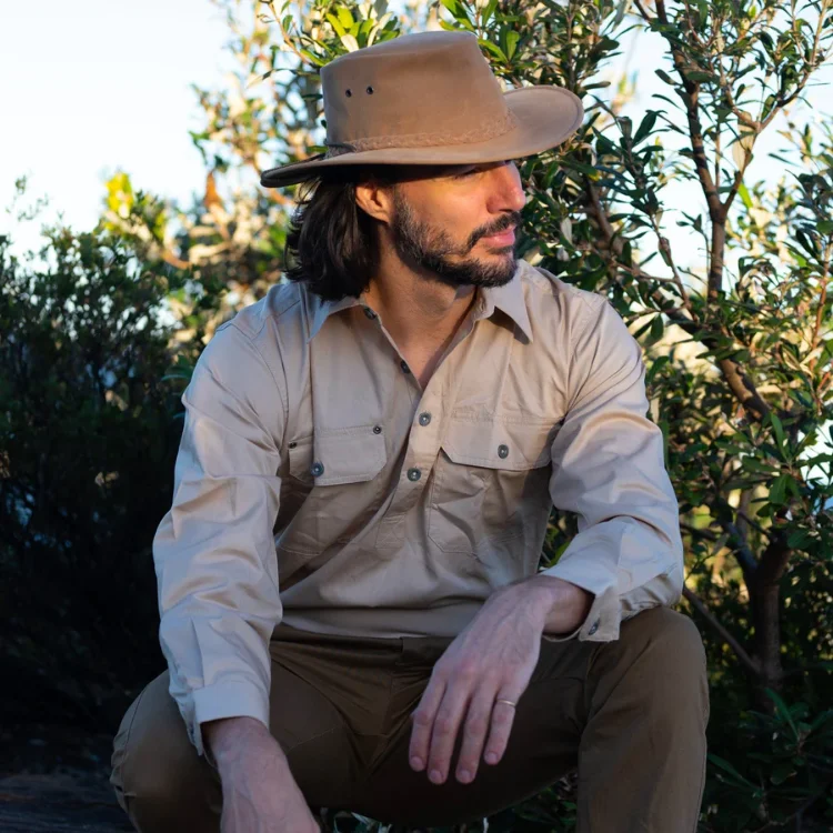 Beanies & Headbands with Zesty Prints-Kakadu Soaka Suede Hat - Fawn