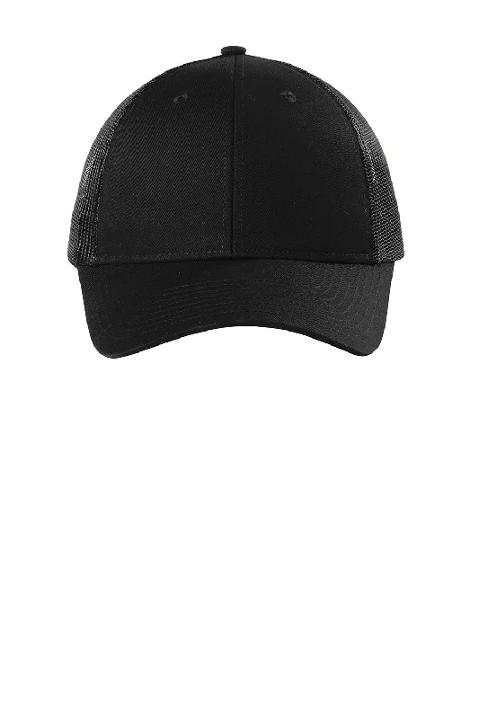 Mens hats for icy mornings-Port Authority Mens Low Profile Snapback Trucker Hat - Black