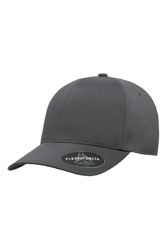 Mens hats for basketball-Flexfit Mens Moisture Wicking Stretch Fit Hat - Dark Grey