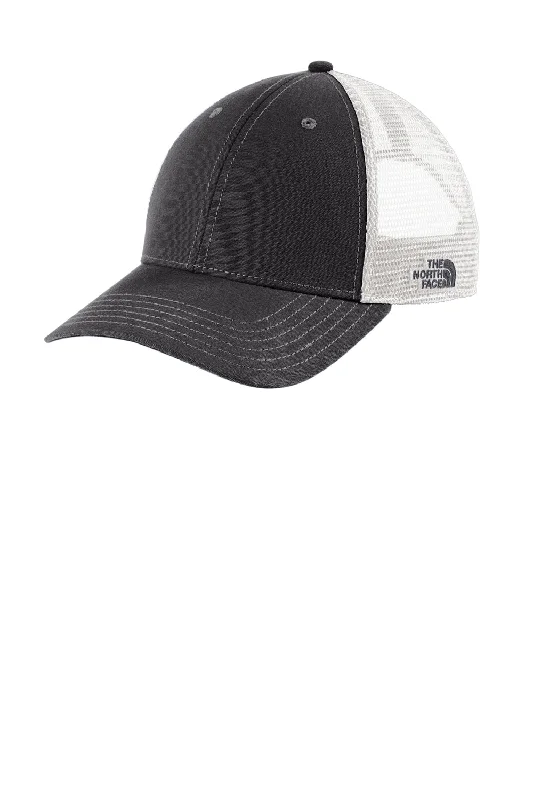 Mens hats with felt-The North Face Mens Ultimate Adjustable Trucker Hat - Asphalt Grey/White